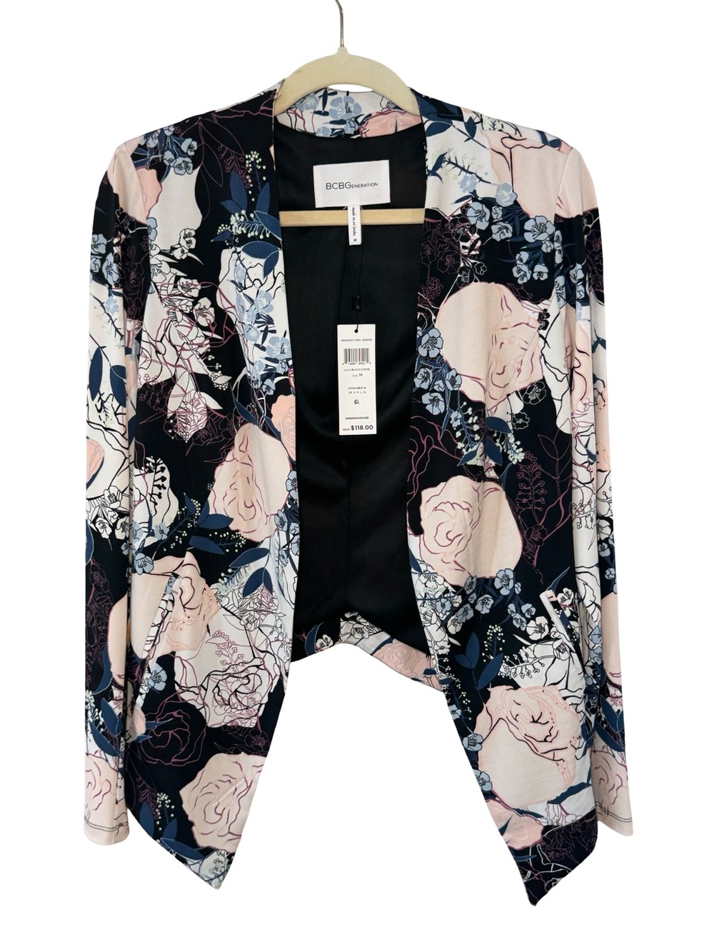 ▪️🌸🔵 BCBGeneration Floral Draped‎ Open-Front Blazer 🔵🌸▪️